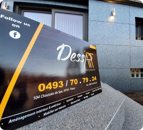panneau publicitaire dessart menuiserie dans la region de verviers